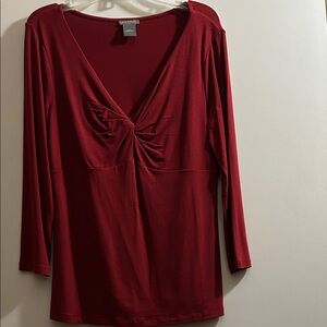 Ann Taylor Deep Red V-Neck Blouse